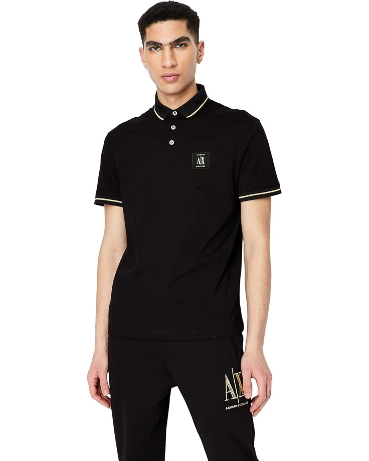 Armani Exchange Black/Gold Logo Patch Polo | Shirts & Tops 3 Armani Exchange Black/Gold Logo Patch Polo | Shirts & Tops