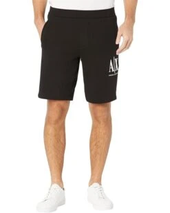 Armani Exchange Icon Cotton Shorts w/ Embroidered Logo