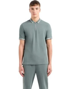 Armani Exchange Short Sleeve Zip-Up Logo Collar Polo | Shirts & Tops