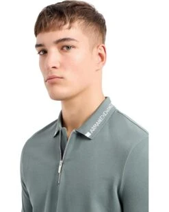 Armani Exchange Short Sleeve Zip-Up Logo Collar Polo | Shirts & Tops -Armani Exchange Sales Shop 81l7haBYUtL. AC SR736920